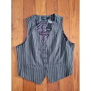 Torrid Studio Tailored Vest Womens 1X Heather Charcoal Grey Waistcoat Pinstripe